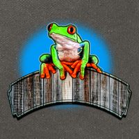 Frog On Wood Panel Cotton Canvas Backpack