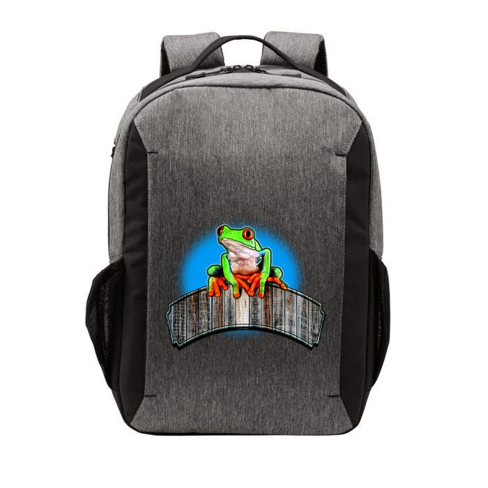Frog On Wood Panel Vector Backpack