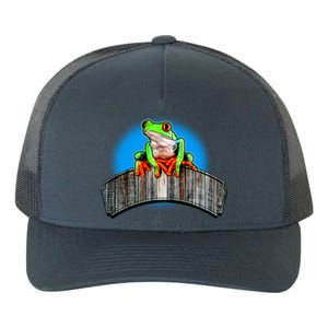 Frog On Wood Panel Yupoong Adult 5-Panel Trucker Hat