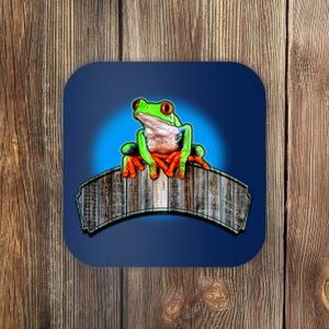 Frog On Wood Panel Coaster