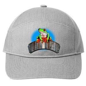 Frog On Wood Panel 7-Panel Snapback Hat