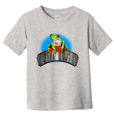 Frog On Wood Panel Toddler T-Shirt