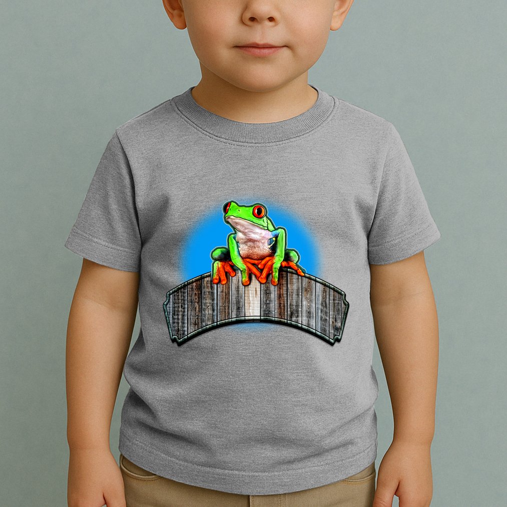 Frog On Wood Panel Toddler T-Shirt