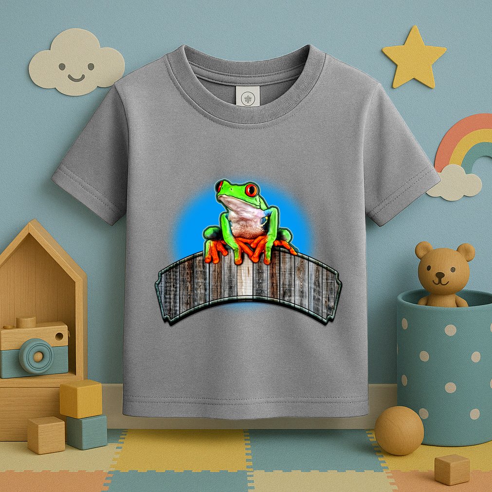 Frog On Wood Panel Toddler T-Shirt