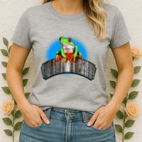 Frog On Wood Panel Womens T-Shirt