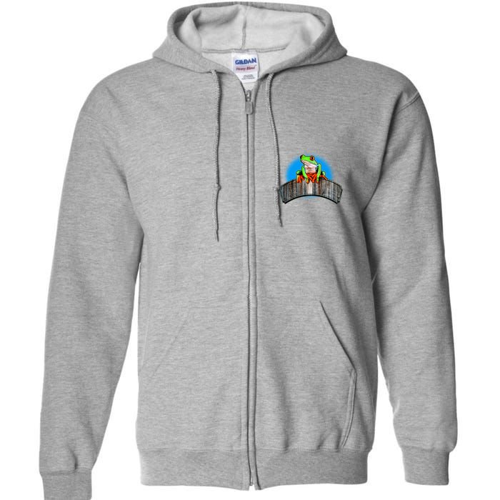 Frog On Wood Panel Full Zip Hoodie