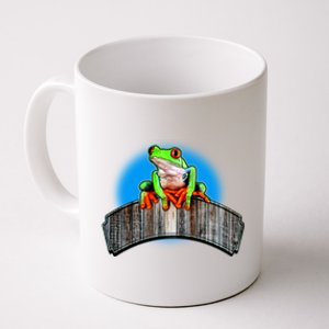 Frog On Wood Panel Coffee Mug