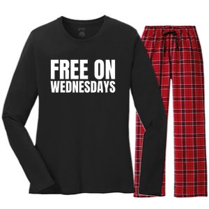 Free On Wednesdays Funny Trending Women's Long Sleeve Flannel Pajama Set 