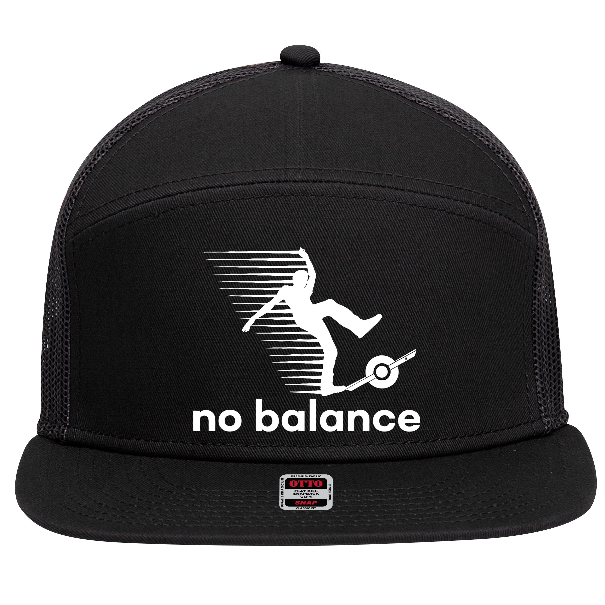 Funny One Wheel No Balance 7 Panel Mesh Trucker Snapback Hat