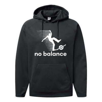 Funny One Wheel No Balance Performance Fleece Hoodie