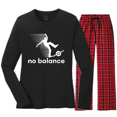 Funny One Wheel No Balance Women's Long Sleeve Flannel Pajama Set 