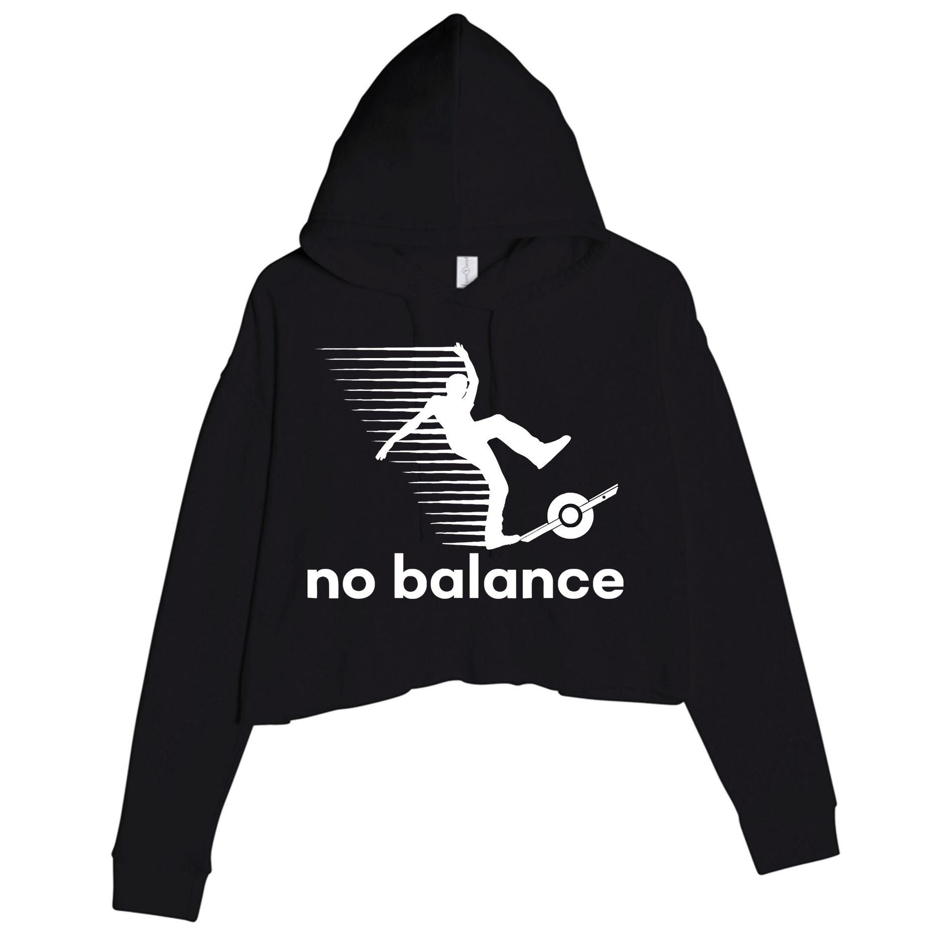 Funny One Wheel No Balance Crop Fleece Hoodie