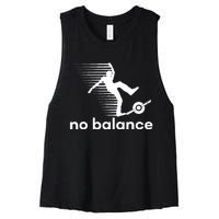 Funny One Wheel No Balance Women's Racerback Cropped Tank