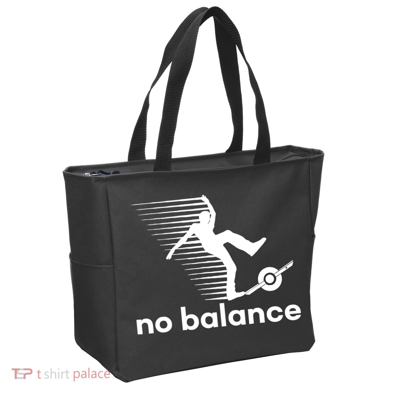 Funny One Wheel No Balance Zip Tote Bag