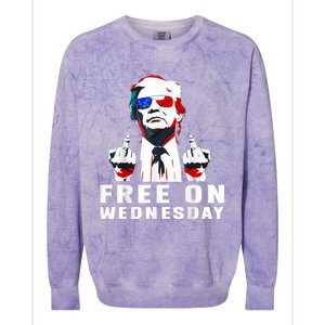 Free On Wednesdays 2024 Election Funny Trump Biden Saying Colorblast Crewneck Sweatshirt