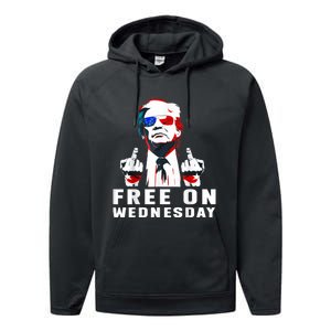 Free On Wednesdays 2024 Election Funny Trump Biden Saying Performance Fleece Hoodie