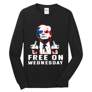 Free On Wednesdays 2024 Election Funny Trump Biden Saying Tall Long Sleeve T-Shirt