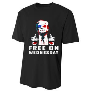 Free On Wednesdays 2024 Election Funny Trump Biden Saying Performance Sprint T-Shirt