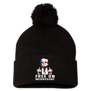 Free On Wednesdays 2024 Election Funny Trump Biden Saying Pom Pom 12in Knit Beanie