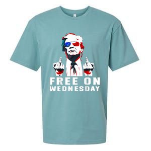 Free On Wednesdays 2024 Election Funny Trump Biden Saying Sueded Cloud Jersey T-Shirt