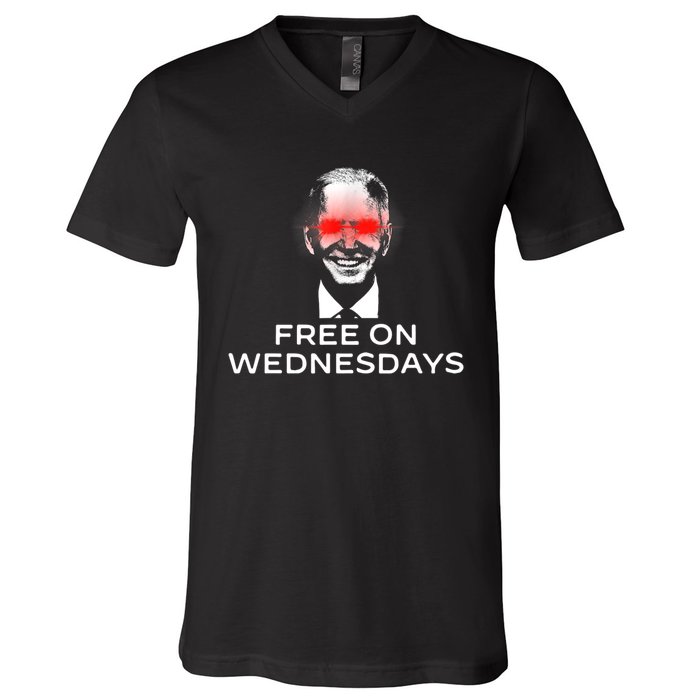 Free On Wednesdays Funny Joe Biden V-Neck T-Shirt