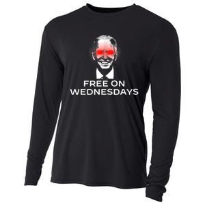 Free On Wednesdays Funny Joe Biden Cooling Performance Long Sleeve Crew