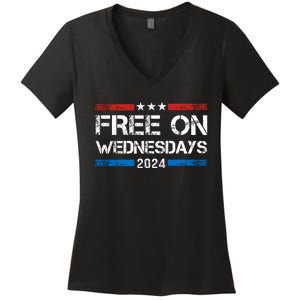 Free On Wednesdays Funny Biden Saying Women's V-Neck T-Shirt