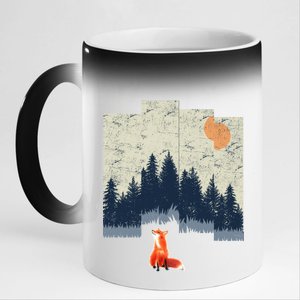 Fox Distorted Forrest  11oz Black Color Changing Mug