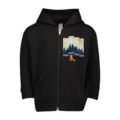 Fox Distorted Forrest  Toddler Zip Fleece Hoodie