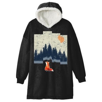 Fox Distorted Forrest  Hooded Wearable Blanket