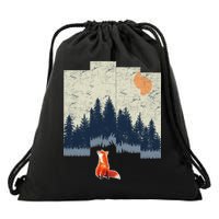 Fox Distorted Forrest  Drawstring Bag