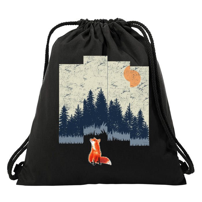 Fox Distorted Forrest  Drawstring Bag