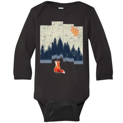 Fox Distorted Forrest  Baby Long Sleeve Bodysuit