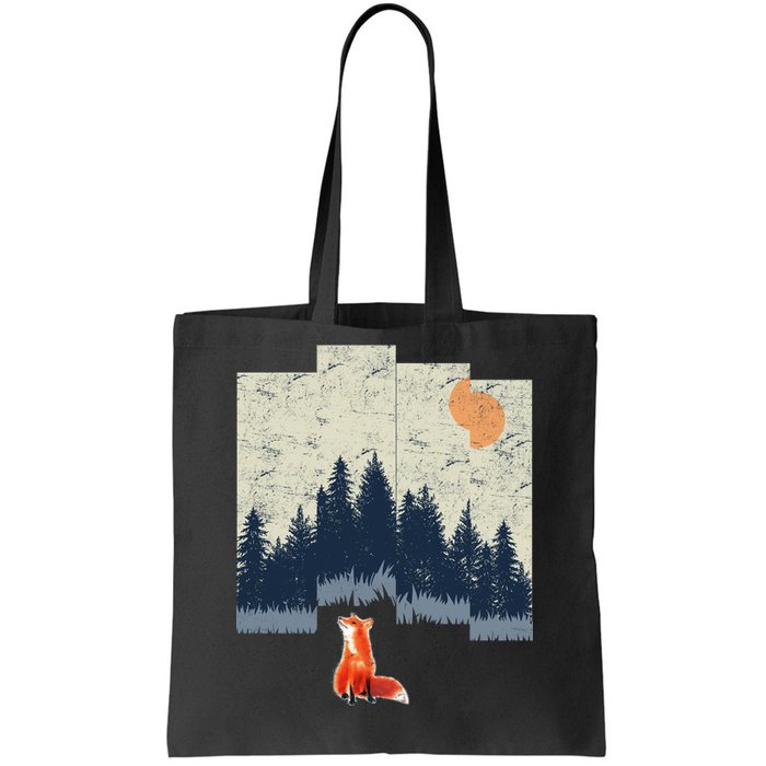 Fox Distorted Forrest  Tote Bag