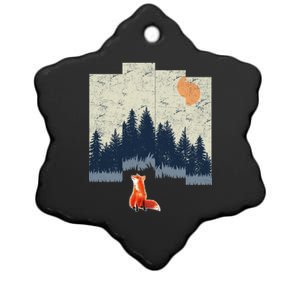 Fox Distorted Forrest  Ceramic Star Ornament