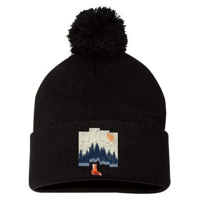 Fox Distorted Forrest  Pom Pom 12in Knit Beanie