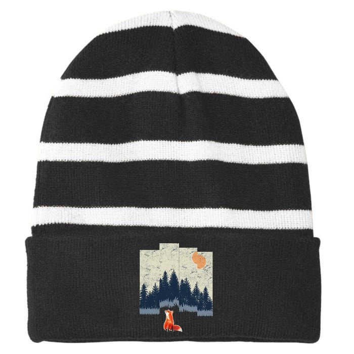 Fox Distorted Forrest  Striped Beanie with Solid Band