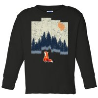 Fox Distorted Forrest  Toddler Long Sleeve Shirt