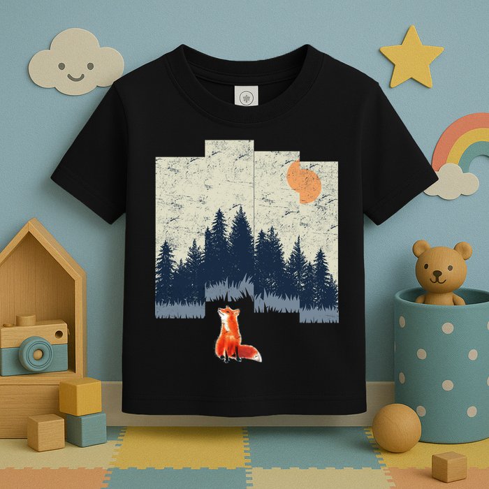 Fox Distorted Forrest  Toddler T-Shirt