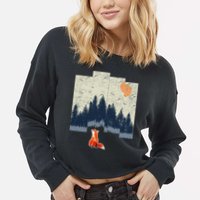 Fox Distorted Forrest  Cropped Pullover Crew