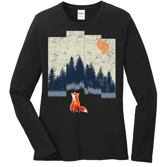 Fox Distorted Forrest  Ladies Long Sleeve Shirt