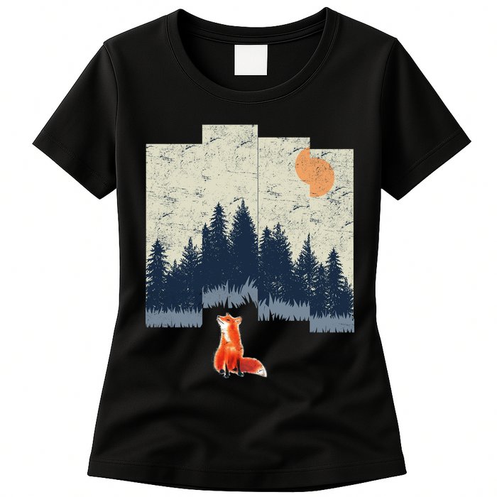 Fox Distorted Forrest  Womens T-Shirt