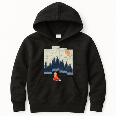 Fox Distorted Forrest  Kids Hoodie