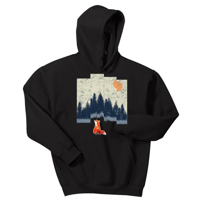 Fox Distorted Forrest  Kids Hoodie