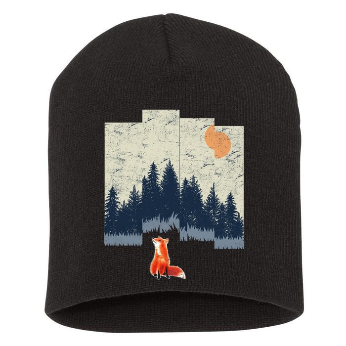 Fox Distorted Forrest  Short Acrylic Beanie