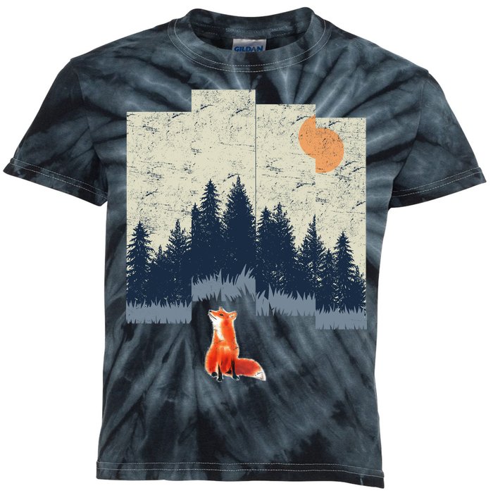 Fox Distorted Forrest  Kids Tie-Dye T-Shirt