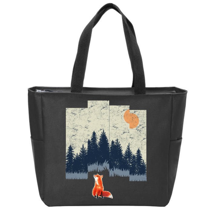 Fox Distorted Forrest  Zip Tote Bag