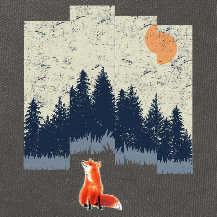 Fox Distorted Forrest  Cotton Canvas Backpack