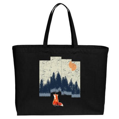 Fox Distorted Forrest  Cotton Canvas Jumbo Tote