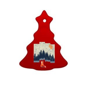 Fox Distorted Forrest  Ceramic Tree Ornament